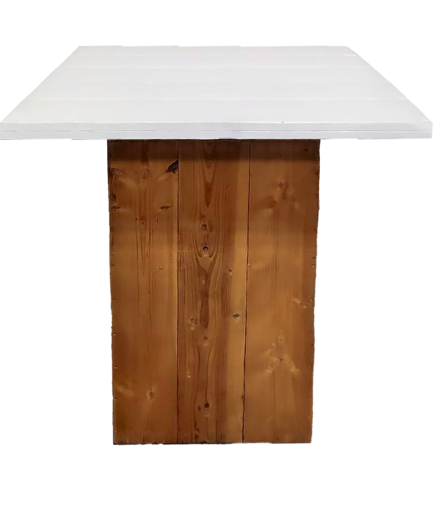 Wooden standing table with white top 100 × 100 cm